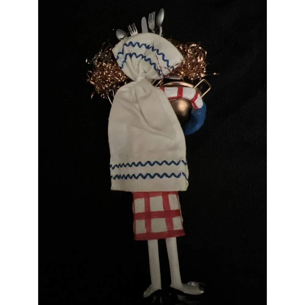 Mixed Media Chef Kitchen Cook Metals Fabric Cutlery Crown